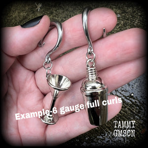 Cocktail shaker gauged earrings