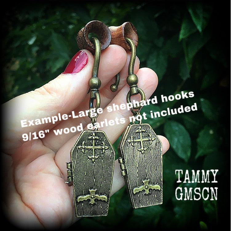 Bronze coffin ear hangers-Coffin ear weights