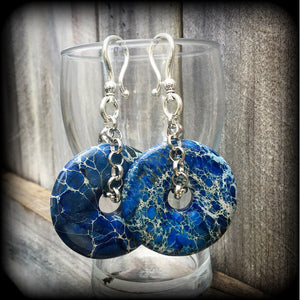 Sea sediment jasper earrings-Ocean jasper ear hangers