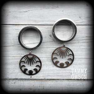 Moon phase tunnel earrings