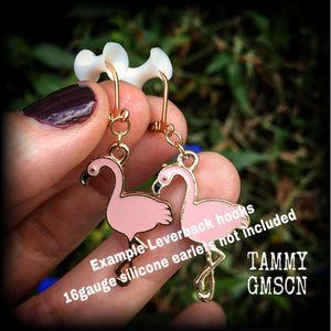 Pink flamingo earrings-Bird earrings