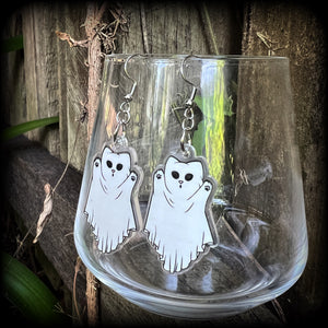 Ghost cat earrings-Halloween earrings