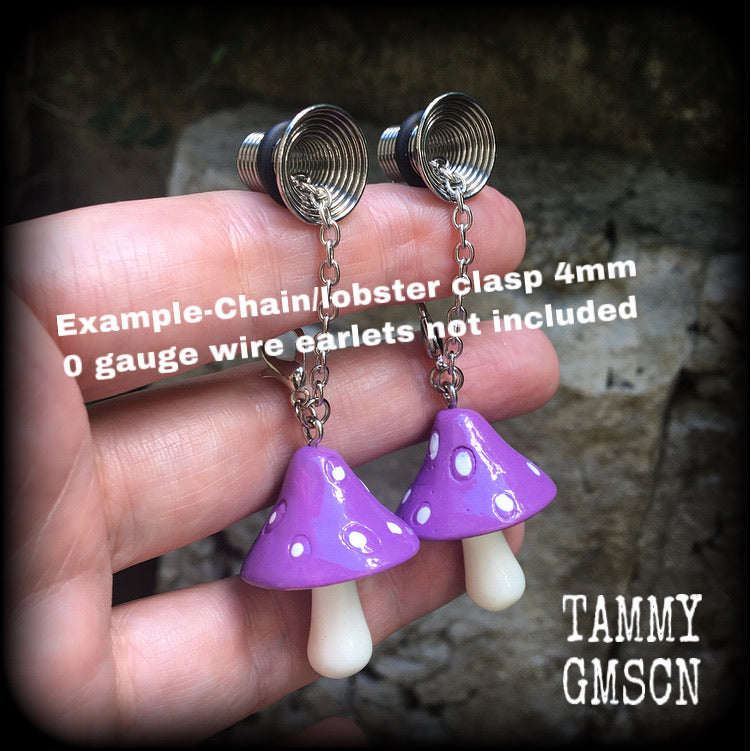 Purple mushroom earrings-Mushroom ear hangers