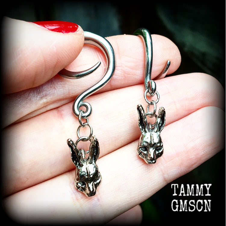 Donnie Darko gauged earrings-Easter bunny earrings