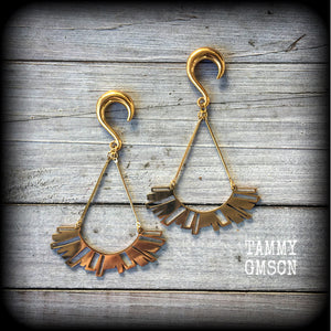 Goddess Ishtar tribal sun gauged earrings