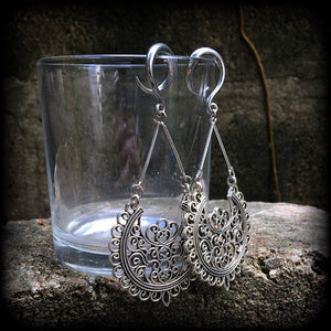 Filigree mandala gauged earrings-Aphrodite earrings