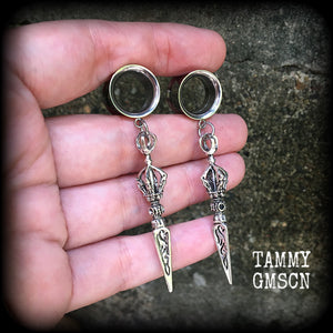 Vajra dagger tunnel earrings