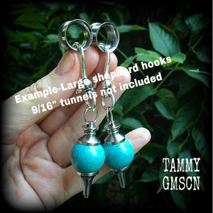 Turquoise earrings-Gemstone ear hangers