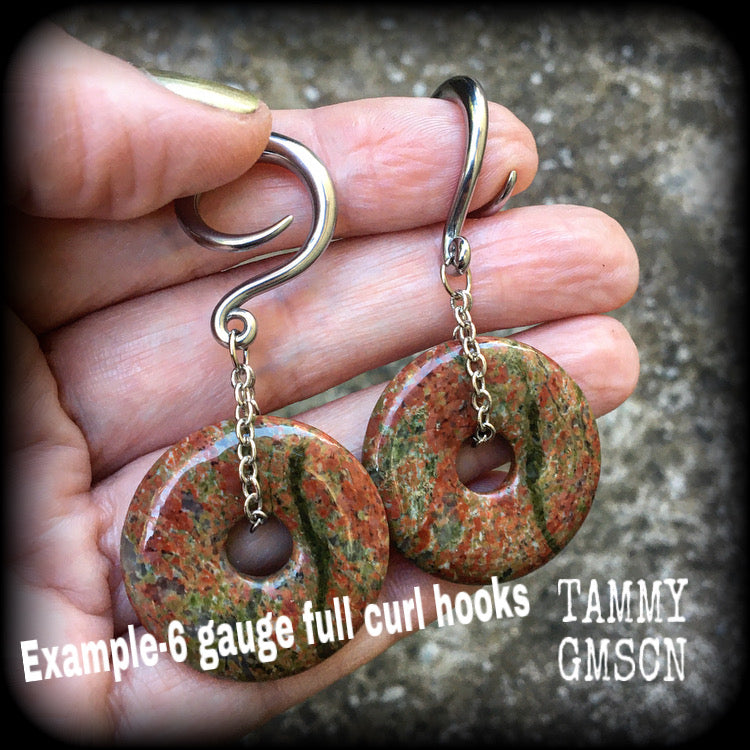 Unakite gauged earrings