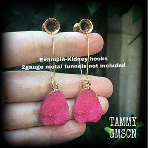 Pink druzy earrings-Ear hangers