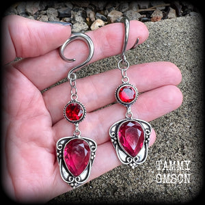 Garnet earrings-Gauged earrings