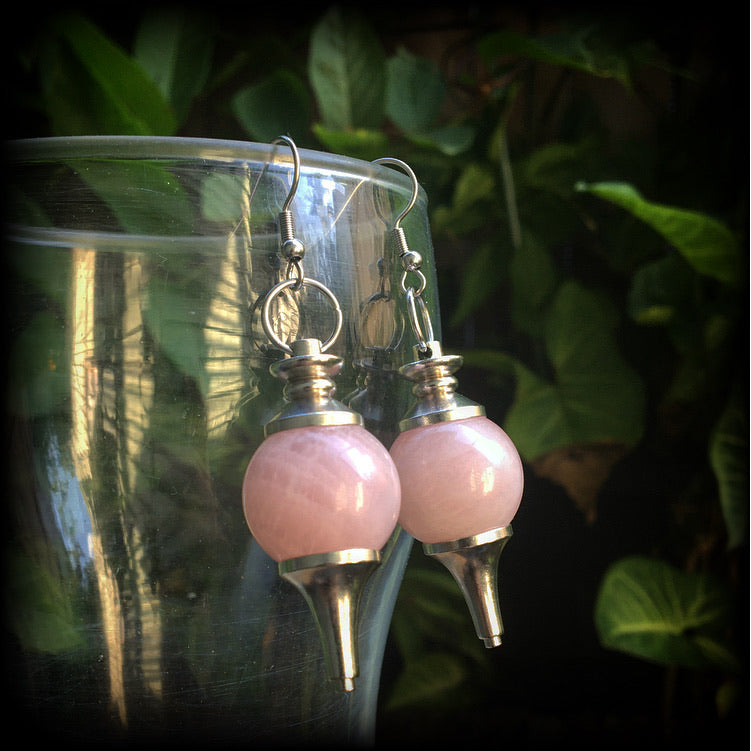 Rose Quartz earrings-Gemstone earrings