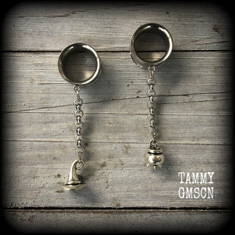 Witches brew tunnel dangles-Halloween earrings