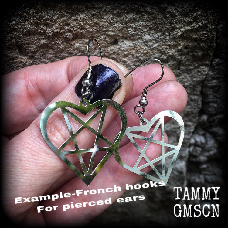 Heartagram earrings-Witchy earrings