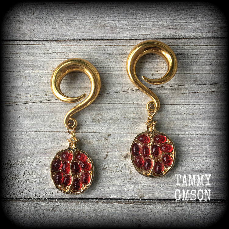 Pomegranate gauged earrings