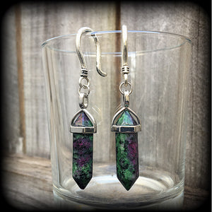 Ruby in fuchsite ear hangers