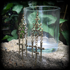 Three of swords earrings