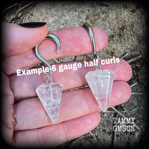 Clear quartz gauged earrings