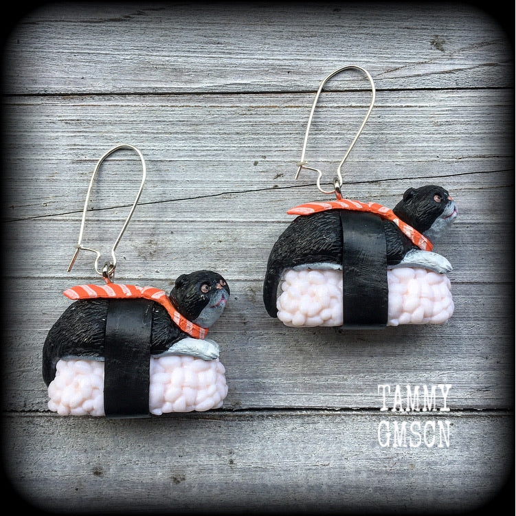 Sushi cat earrings-Crazy Cat Lady earrings