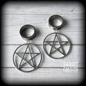 Pentagram tunnel earrings