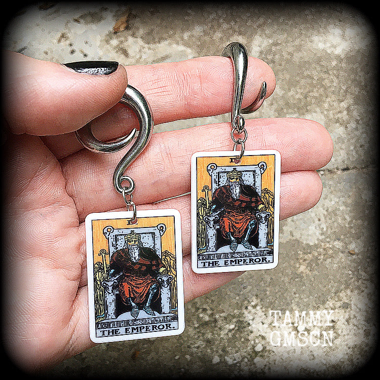The Emperor tarot card gauged earrings