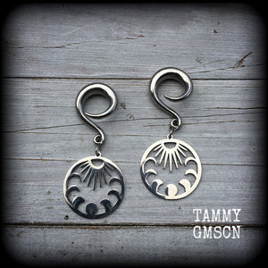 Moon phases gauged earrings