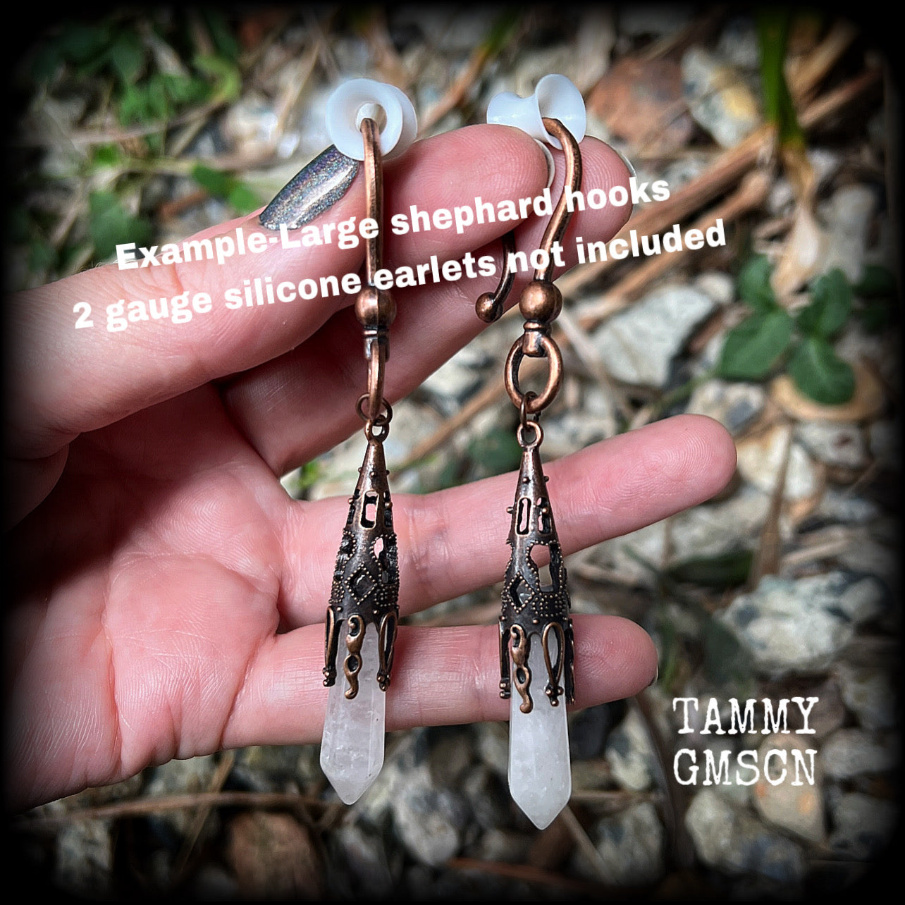 Clear quartz earrings-Gemstone ear hangers