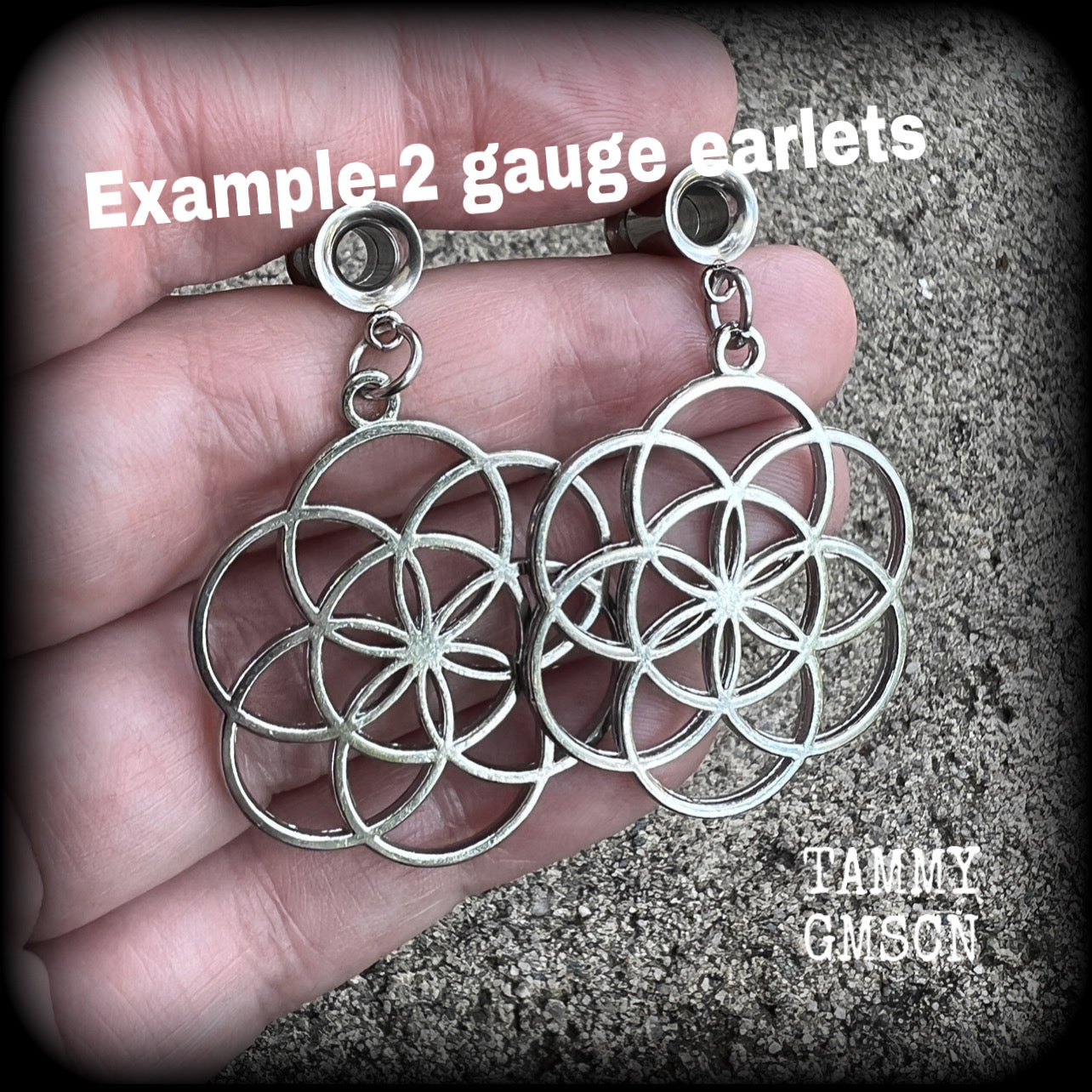 Flower of life tunnel earrings