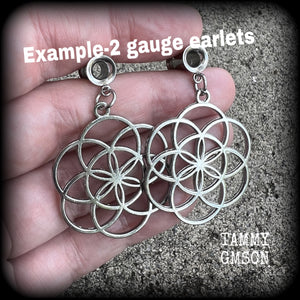 Flower of life tunnel earrings