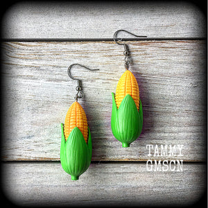 Corn cob earrings-Vegetable earrings