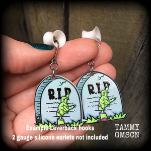 Zombie tombstone earrings-Halloween earrings