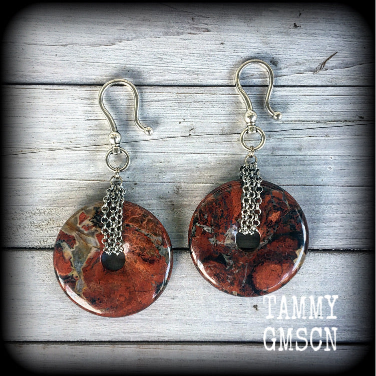 Flower jasper earrings-Ear hangers