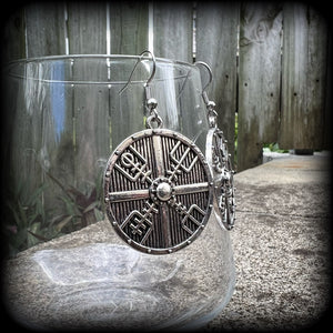 Viking shield earrings-Norse earrings