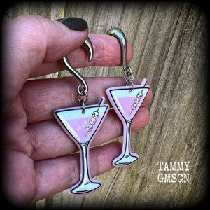 Zombie martini gauged earrings-Halloween earrings