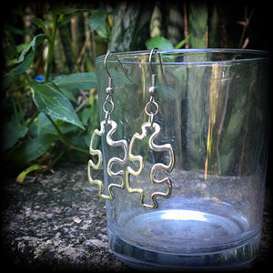 Jigsaw earrings-Puzzle piece earrings