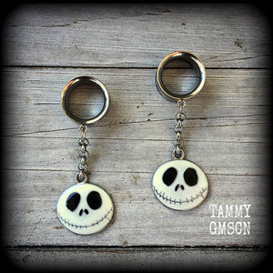 Jack Skellington tunnel earrings-NMBC