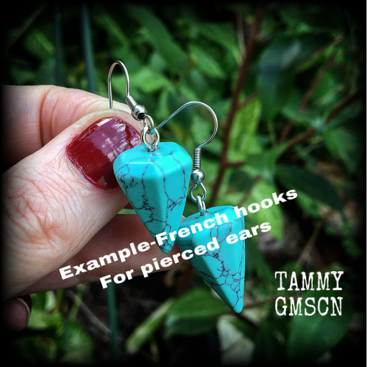 Turquoise earrings-Tunnel dangles