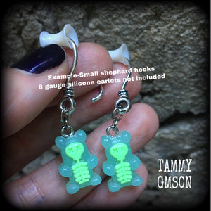 Ear hangers Gummy bears Halloween Candy Halloween earrings Halloween ear hangers Skeleton earrings