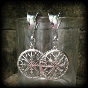 Rune compass gauged earrings