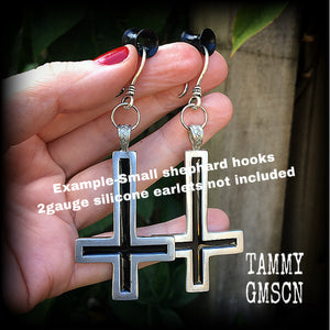 Inverted Cross earrings-Ear hangers