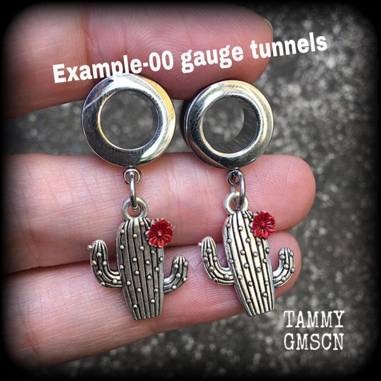 Cactus gauged earrings