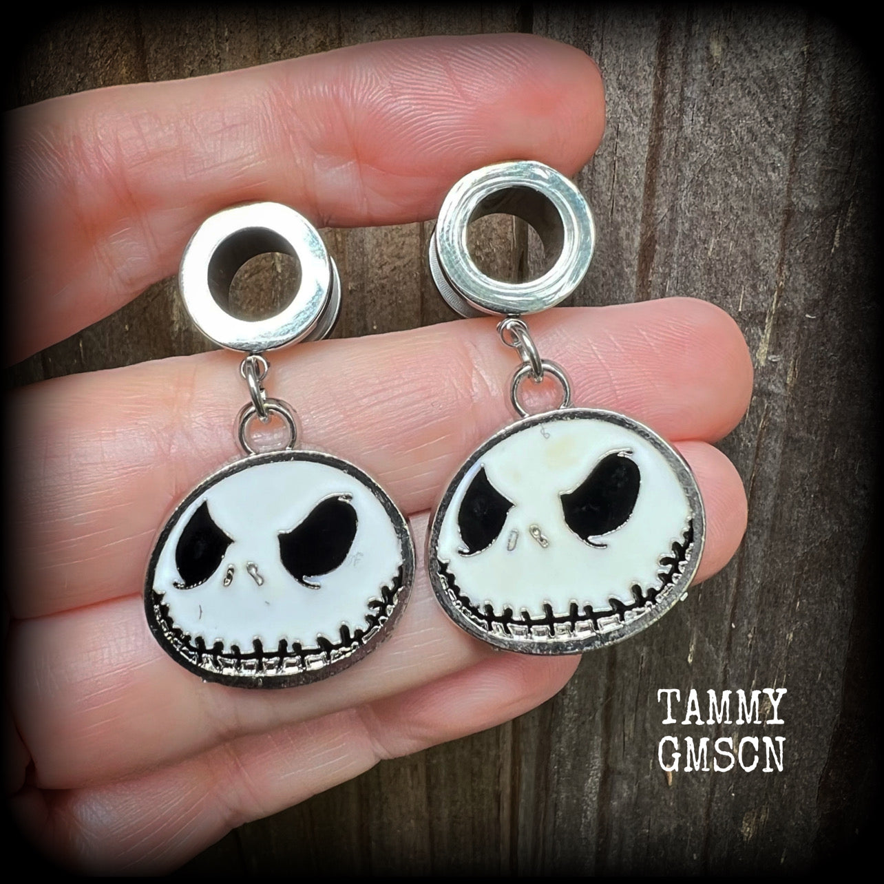 Jack Skellington tunnel earrings-Halloween earrings