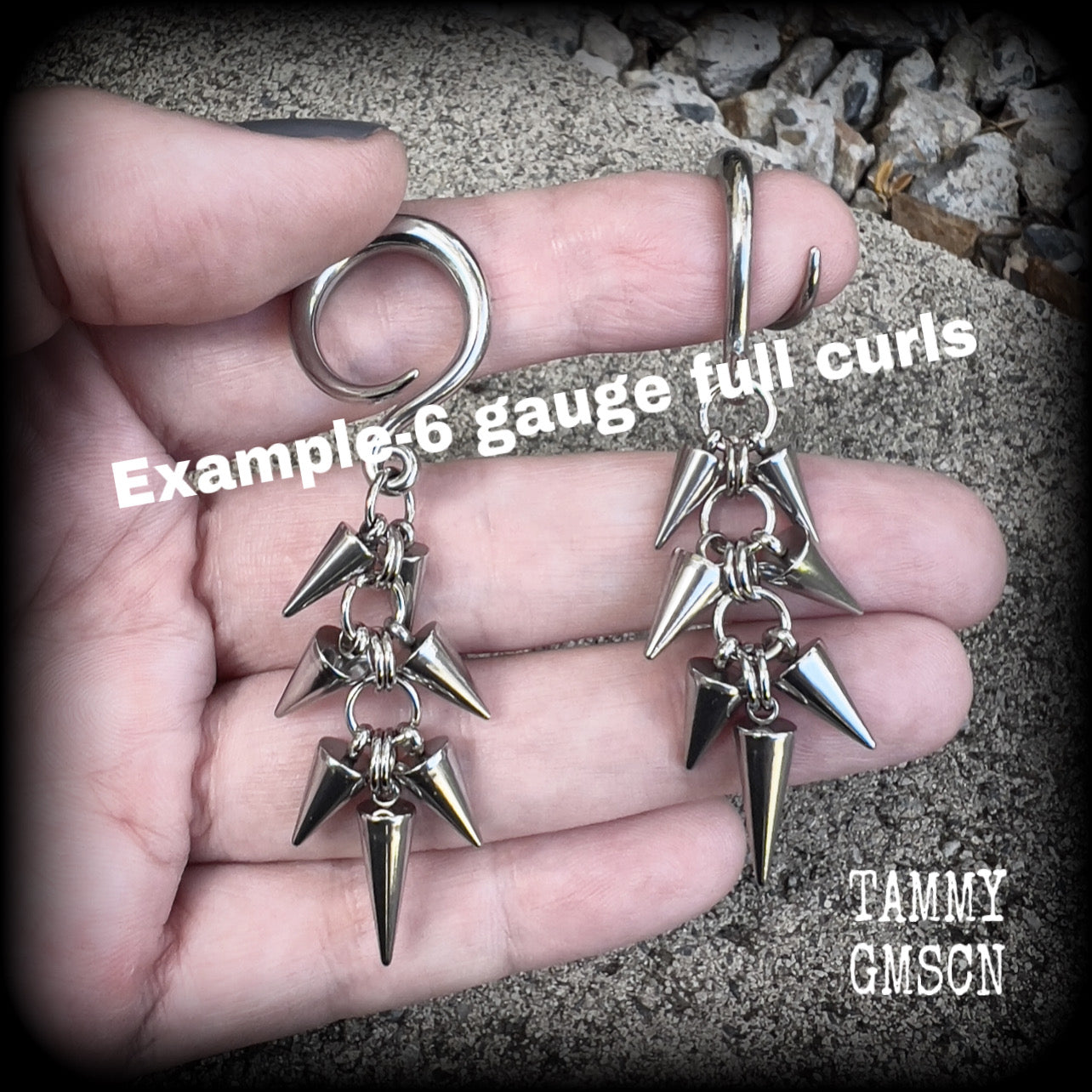 Metal spike gauged earrings-Punk earrings