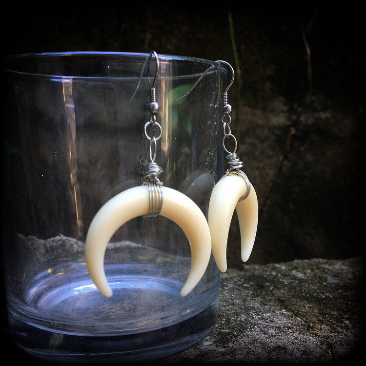 Double Horn earrings-Artemis earrings