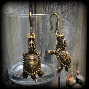 Dragon turtle earrings-Ear hangers