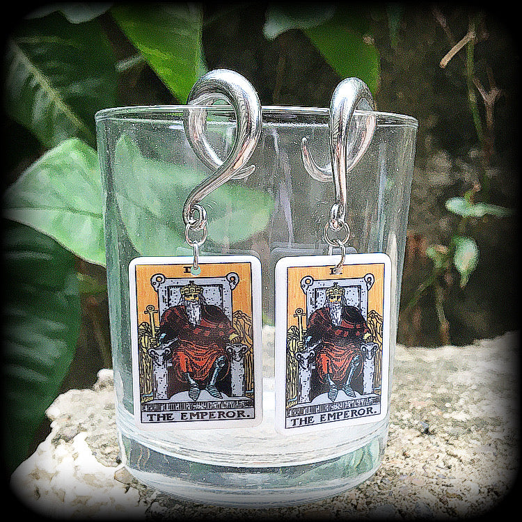 The Emperor tarot card gauged earrings