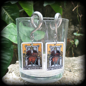 The Emperor tarot card gauged earrings