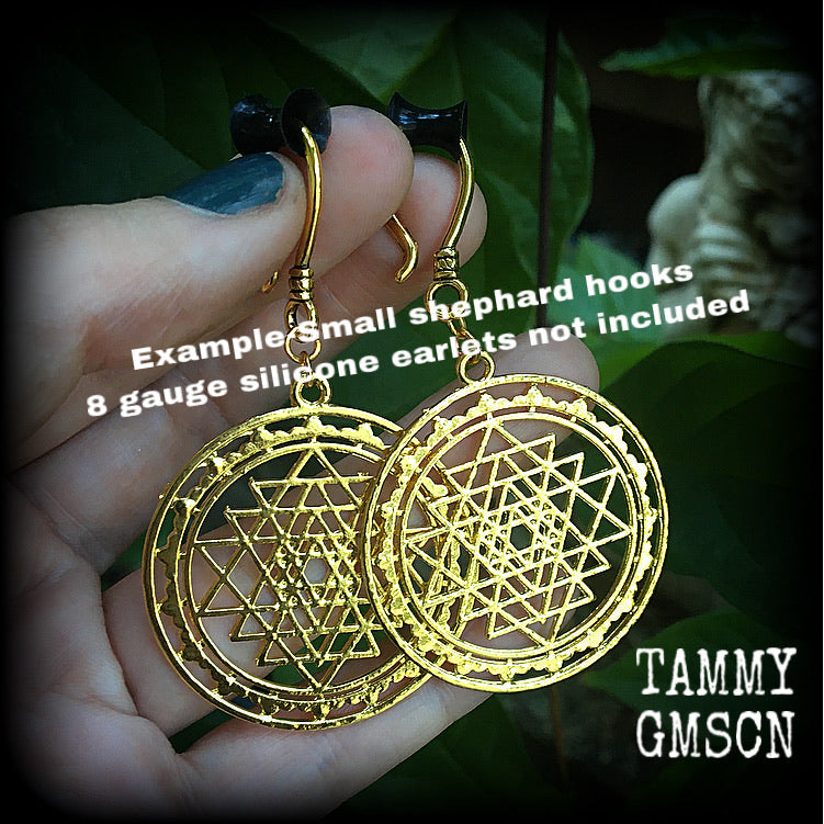 Sri Yantra earrings-Sri Chakra ear hangers