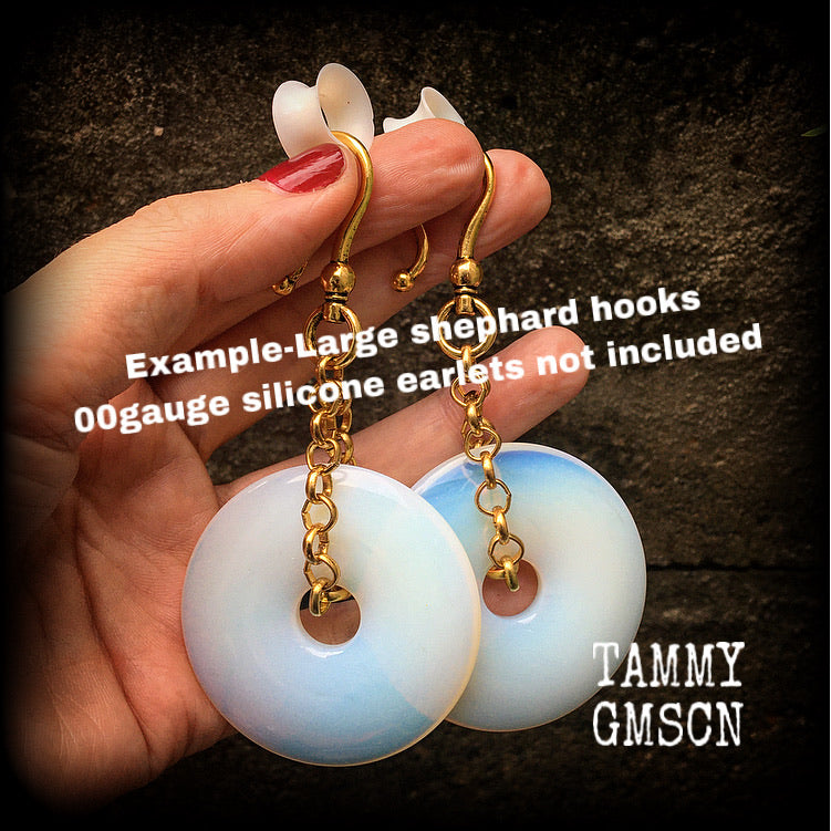 Opalite and antique gold earrings-Ear hangers