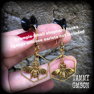 Bee and bee hive ear jewellery